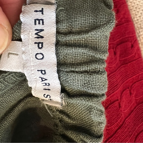 Tempo Paris Linen Skirt Washed Olive Green Sz M Italy Made Boho Lagenlook - Picture 12 of 15